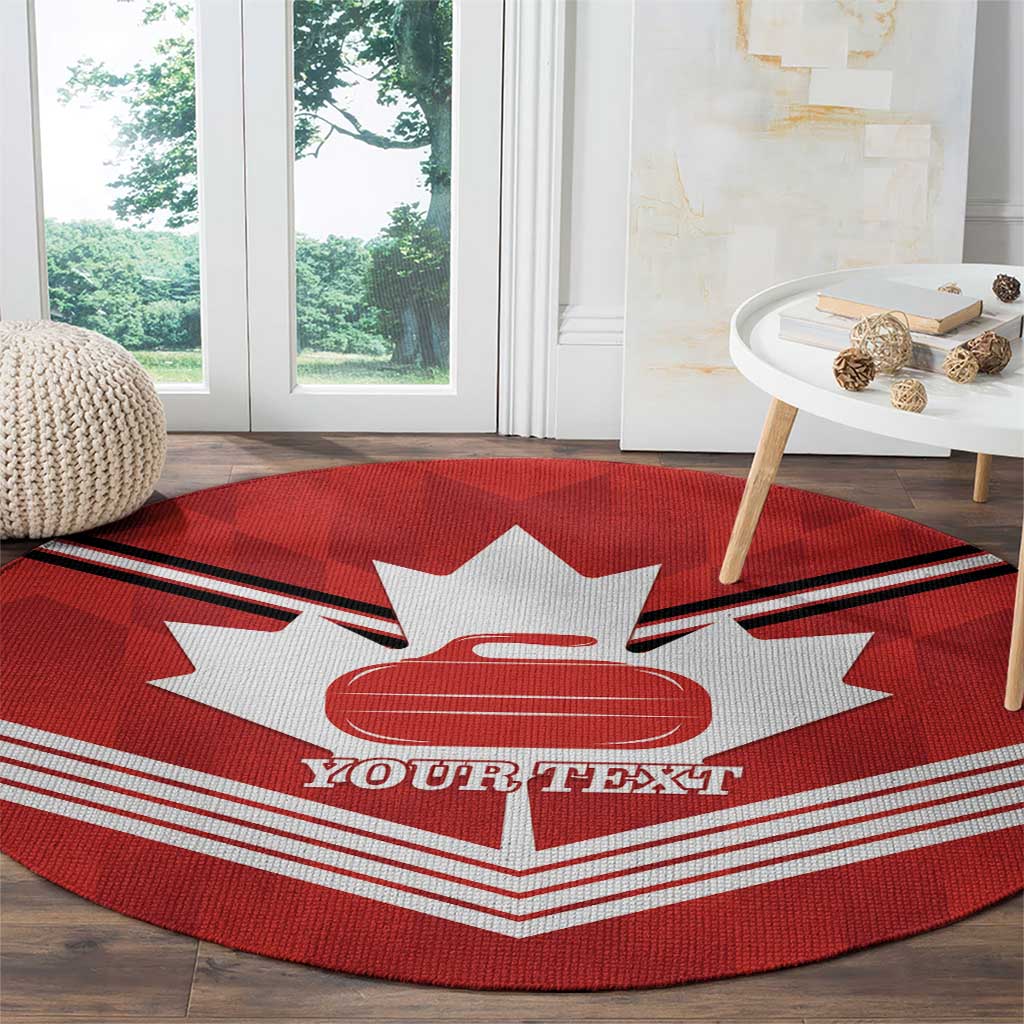 Personalized Canada Curling Round Carpet Maple Leaf Red Version - Wonder Print Shop