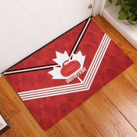 Personalized Canada Curling Rubber Doormat Maple Leaf Red Version - Wonder Print Shop