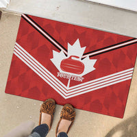 Personalized Canada Curling Rubber Doormat Maple Leaf Red Version - Wonder Print Shop