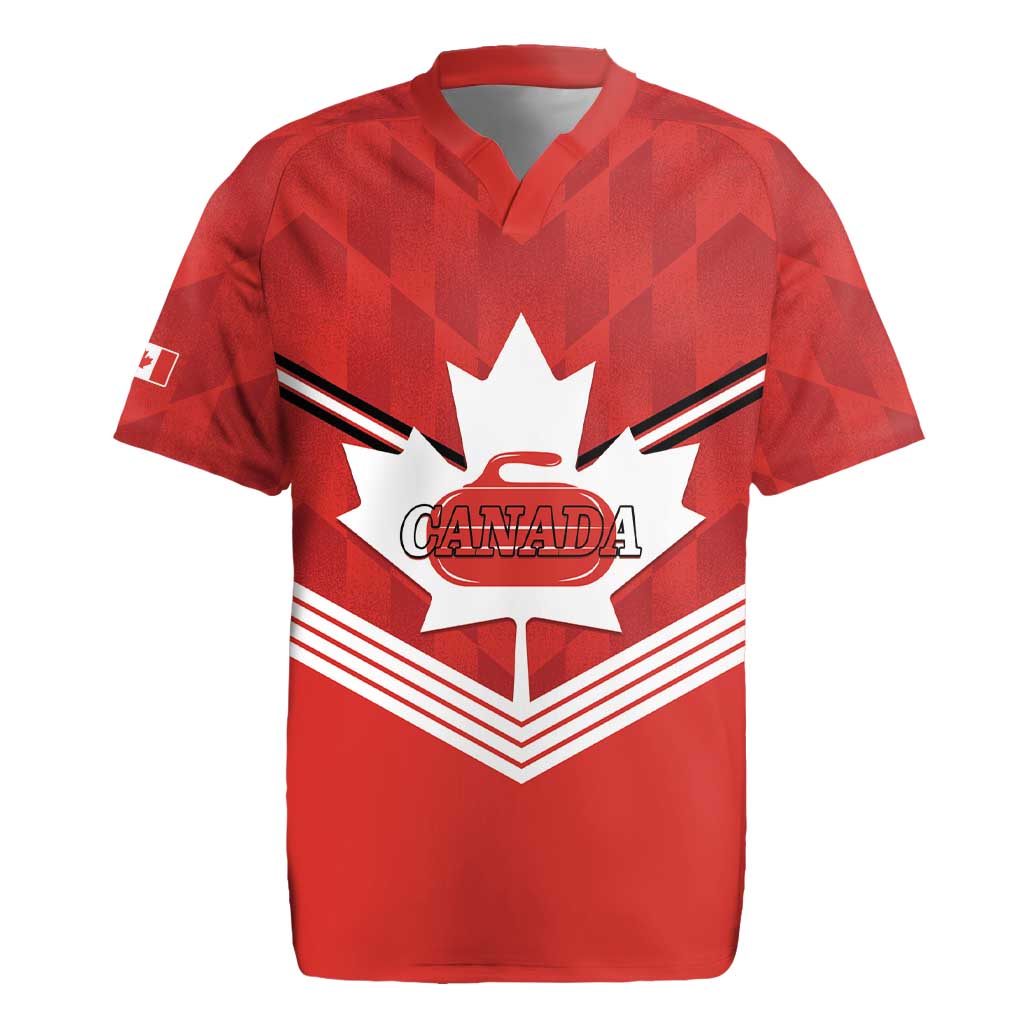 Personalized Canada Curling Rugby Jersey Maple Leaf Red Version - Wonder Print Shop