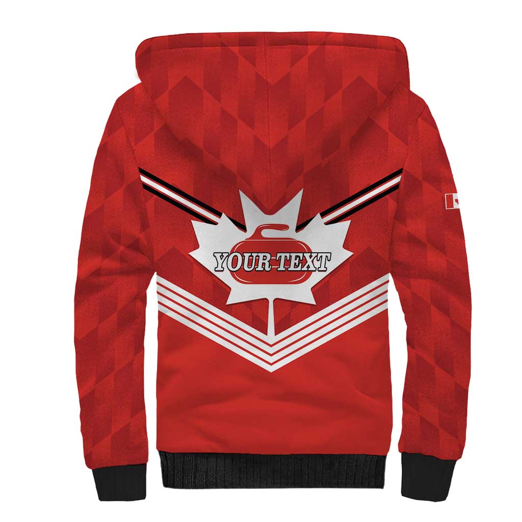 Personalized Canada Curling Sherpa Hoodie Maple Leaf Red Version - Wonder Print Shop
