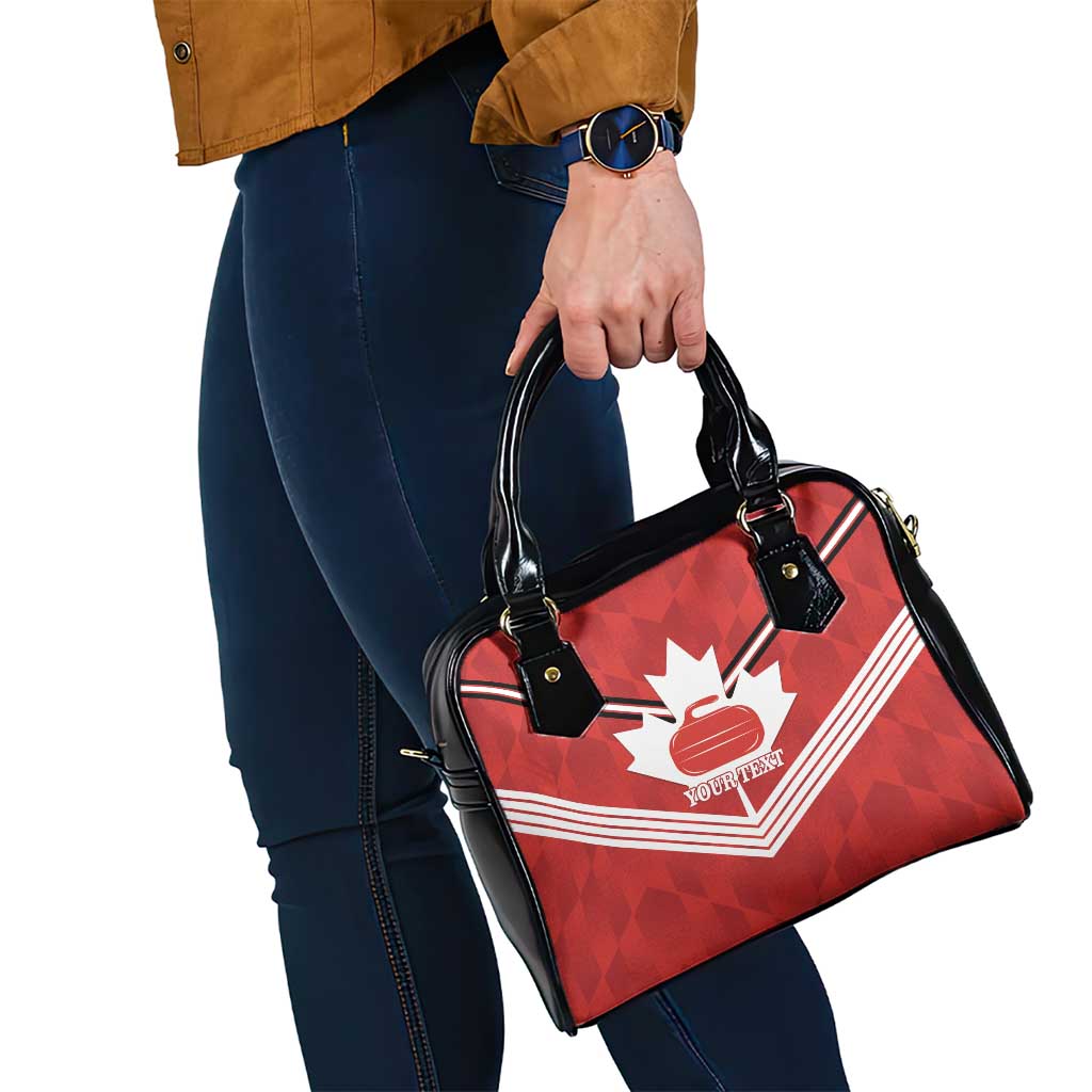 Personalized Canada Curling Shoulder Handbag Maple Leaf Red Version - Wonder Print Shop