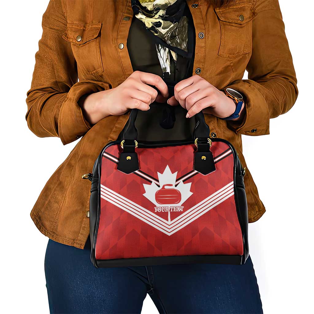 Personalized Canada Curling Shoulder Handbag Maple Leaf Red Version - Wonder Print Shop