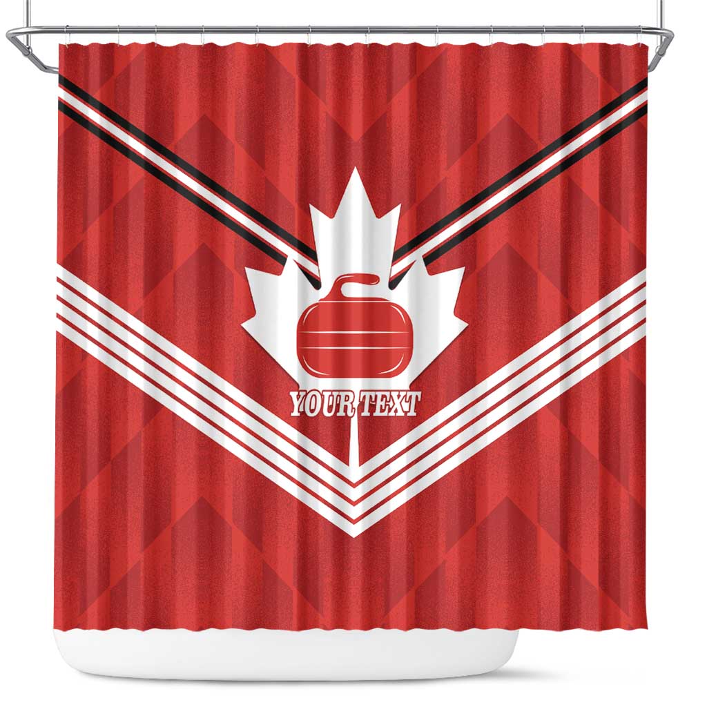 Personalized Canada Curling Shower Curtain Maple Leaf Red Version - Wonder Print Shop