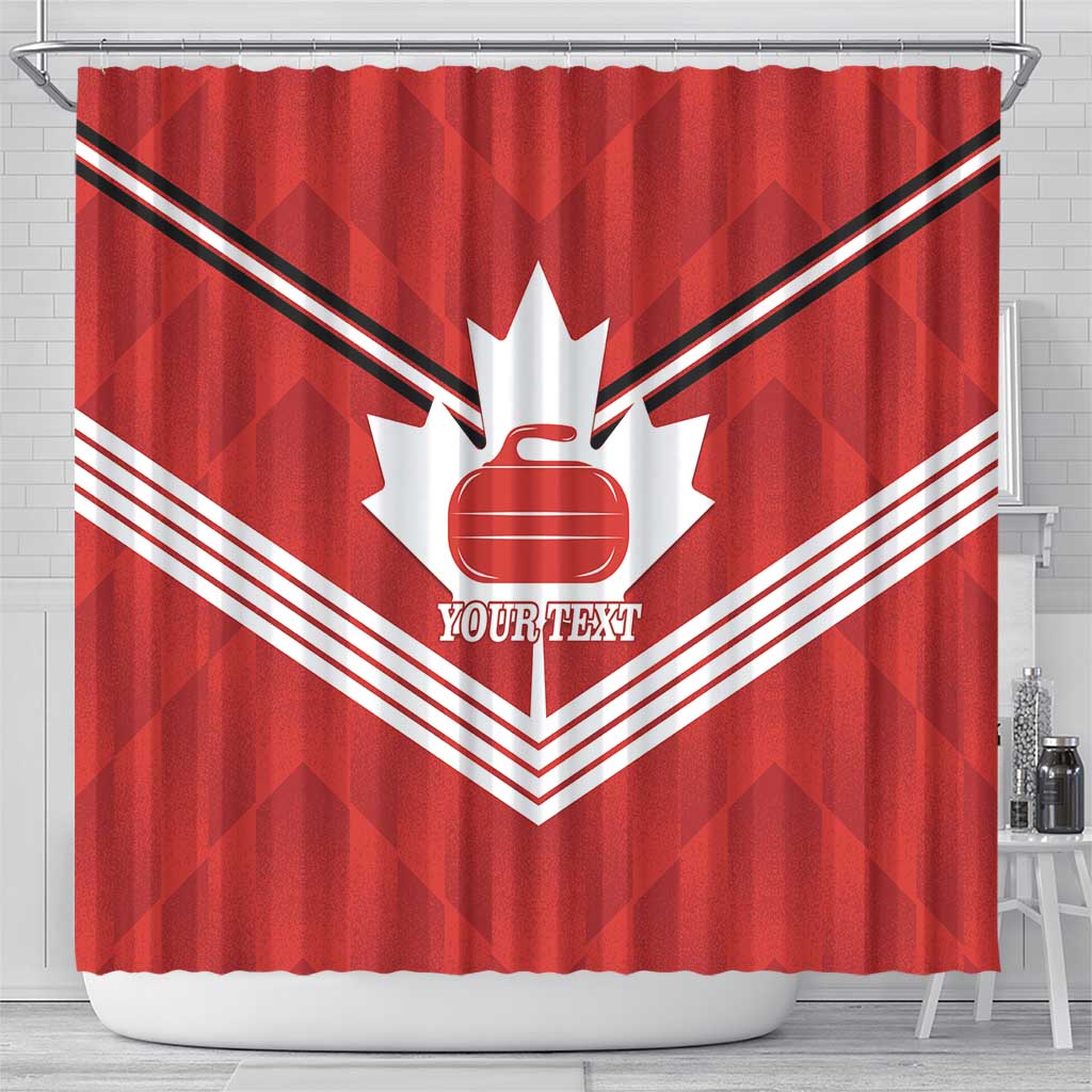 Personalized Canada Curling Shower Curtain Maple Leaf Red Version - Wonder Print Shop