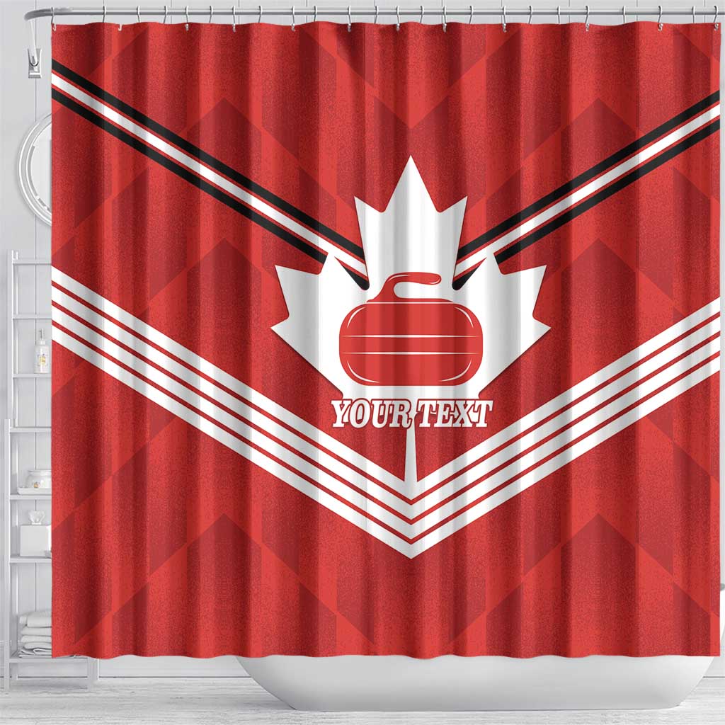 Personalized Canada Curling Shower Curtain Maple Leaf Red Version - Wonder Print Shop