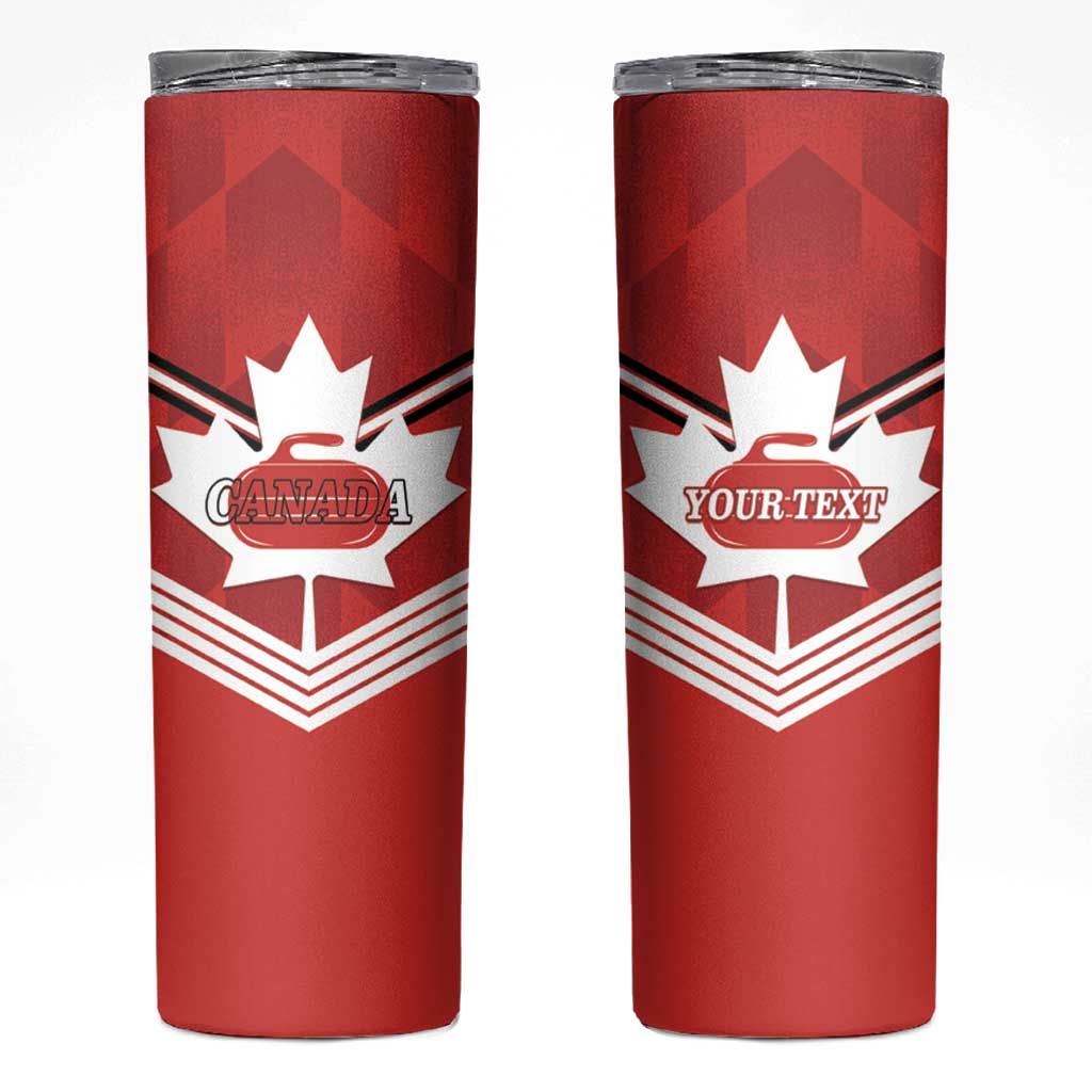 Personalized Canada Curling Skinny Tumbler Maple Leaf Red Version - Wonder Print Shop