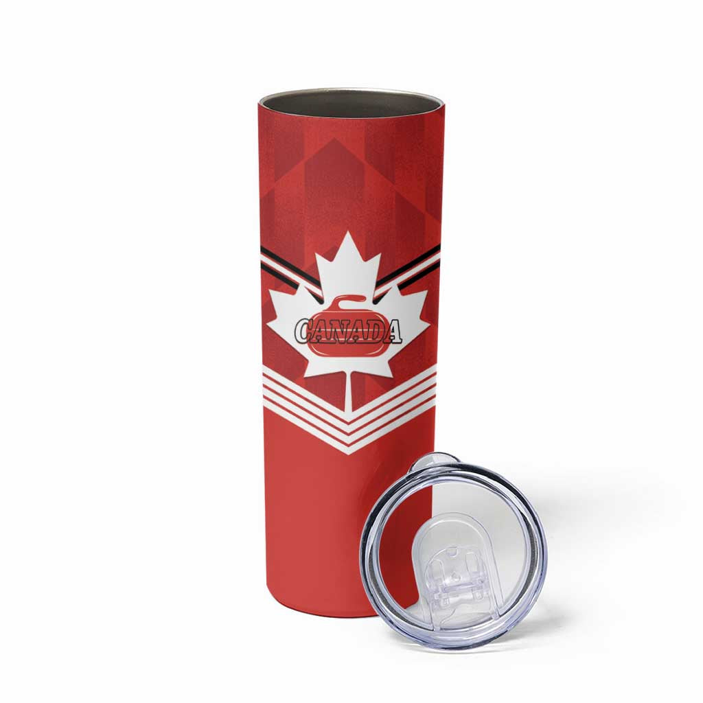 Personalized Canada Curling Skinny Tumbler Maple Leaf Red Version - Wonder Print Shop