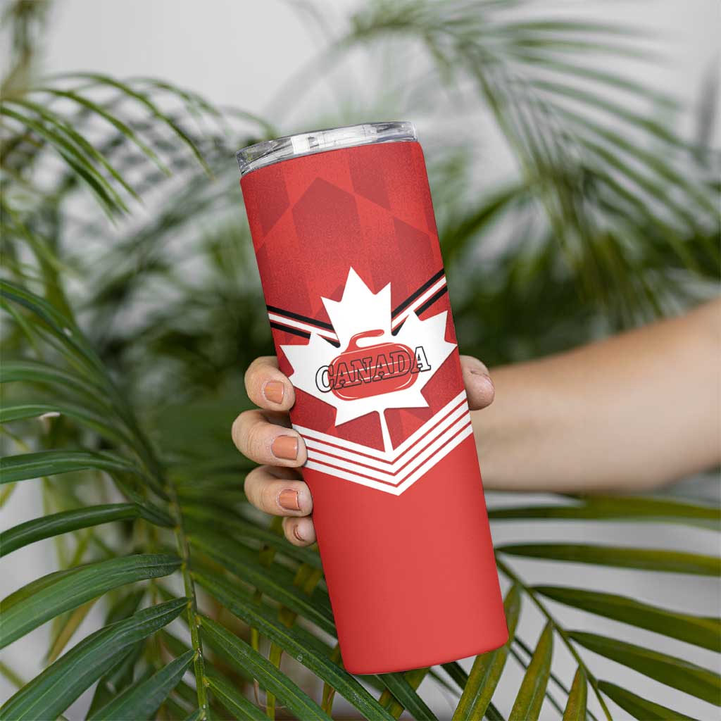 Personalized Canada Curling Skinny Tumbler Maple Leaf Red Version - Wonder Print Shop