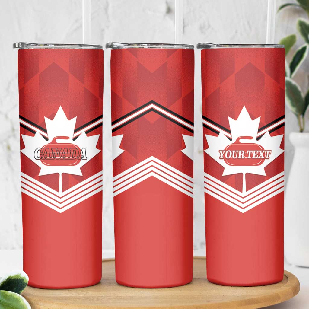 Personalized Canada Curling Skinny Tumbler Maple Leaf Red Version - Wonder Print Shop