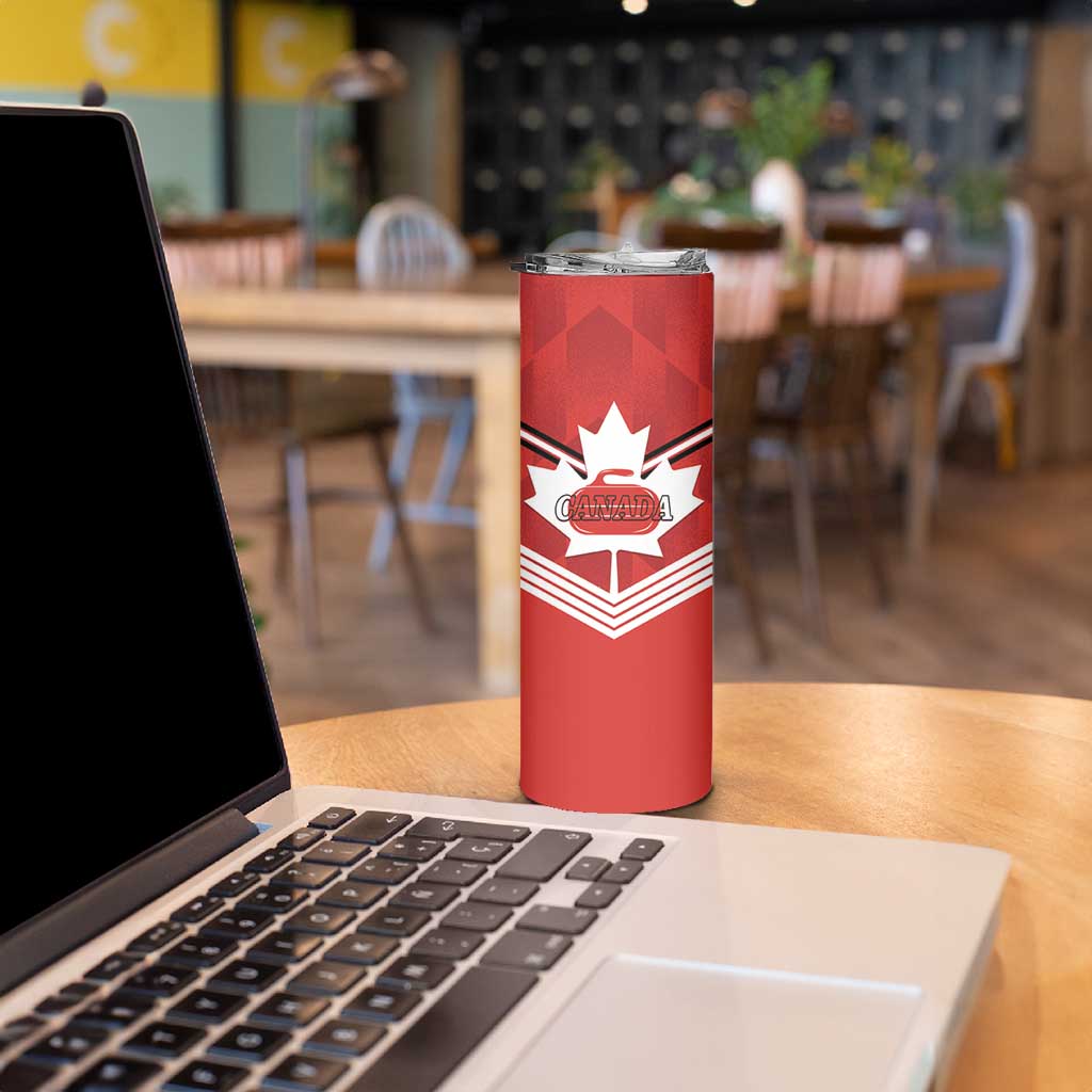 Personalized Canada Curling Skinny Tumbler Maple Leaf Red Version - Wonder Print Shop