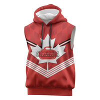 Personalized Canada Curling Sleeveless Hoodie Maple Leaf Red Version - Wonder Print Shop
