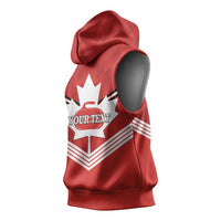Personalized Canada Curling Sleeveless Hoodie Maple Leaf Red Version - Wonder Print Shop