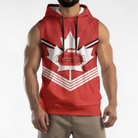 Personalized Canada Curling Sleeveless Hoodie Maple Leaf Red Version - Wonder Print Shop
