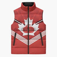 Personalized Canada Curling Sleeveless Puffer Jacket Maple Leaf Red Version - Wonder Print Shop