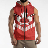Personalized Canada Curling Sleeveless Zip Hoodie Maple Leaf Red Version - Wonder Print Shop