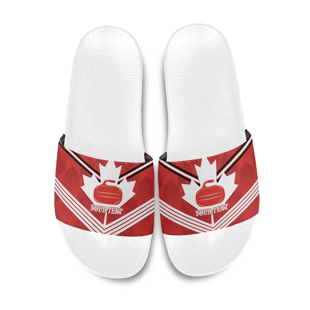 Personalized Canada Curling Slide Sandals Maple Leaf Red Version - Wonder Print Shop