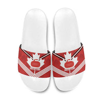 Personalized Canada Curling Slide Sandals Maple Leaf Red Version - Wonder Print Shop