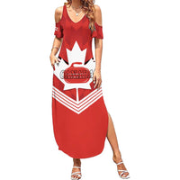 Personalized Canada Curling Summer Maxi Dress Maple Leaf Red Version - Wonder Print Shop