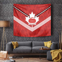 Personalized Canada Curling Tapestry Maple Leaf Red Version - Wonder Print Shop