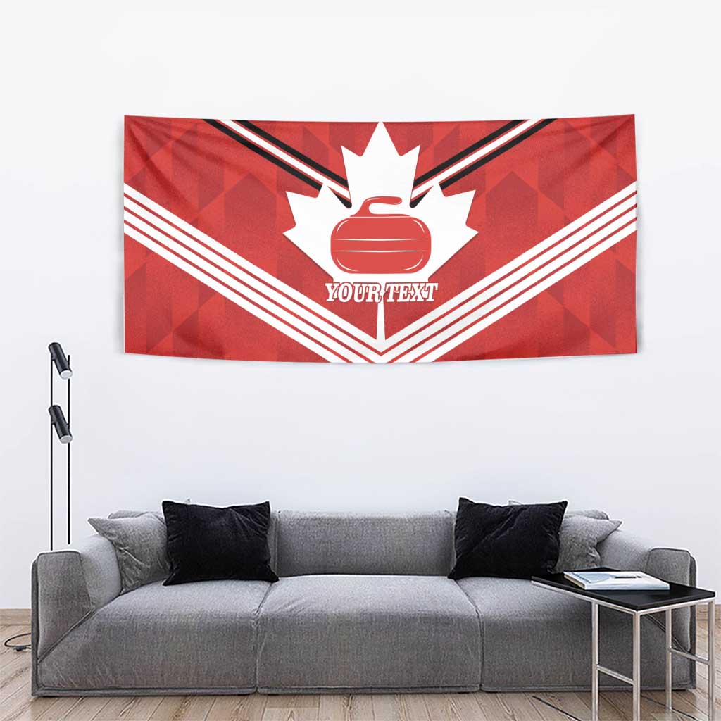 Personalized Canada Curling Tapestry Maple Leaf Red Version - Wonder Print Shop