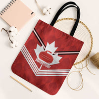 Personalized Canada Curling Tote Bag Maple Leaf Red Version - Wonder Print Shop