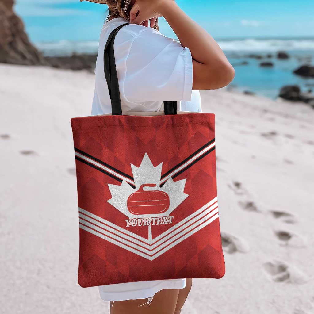Personalized Canada Curling Tote Bag Maple Leaf Red Version - Wonder Print Shop
