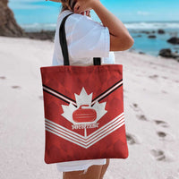 Personalized Canada Curling Tote Bag Maple Leaf Red Version - Wonder Print Shop