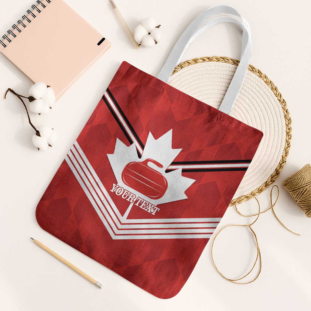 Personalized Canada Curling Tote Bag Maple Leaf Red Version - Wonder Print Shop