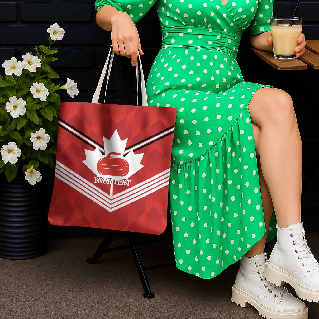 Personalized Canada Curling Tote Bag Maple Leaf Red Version - Wonder Print Shop