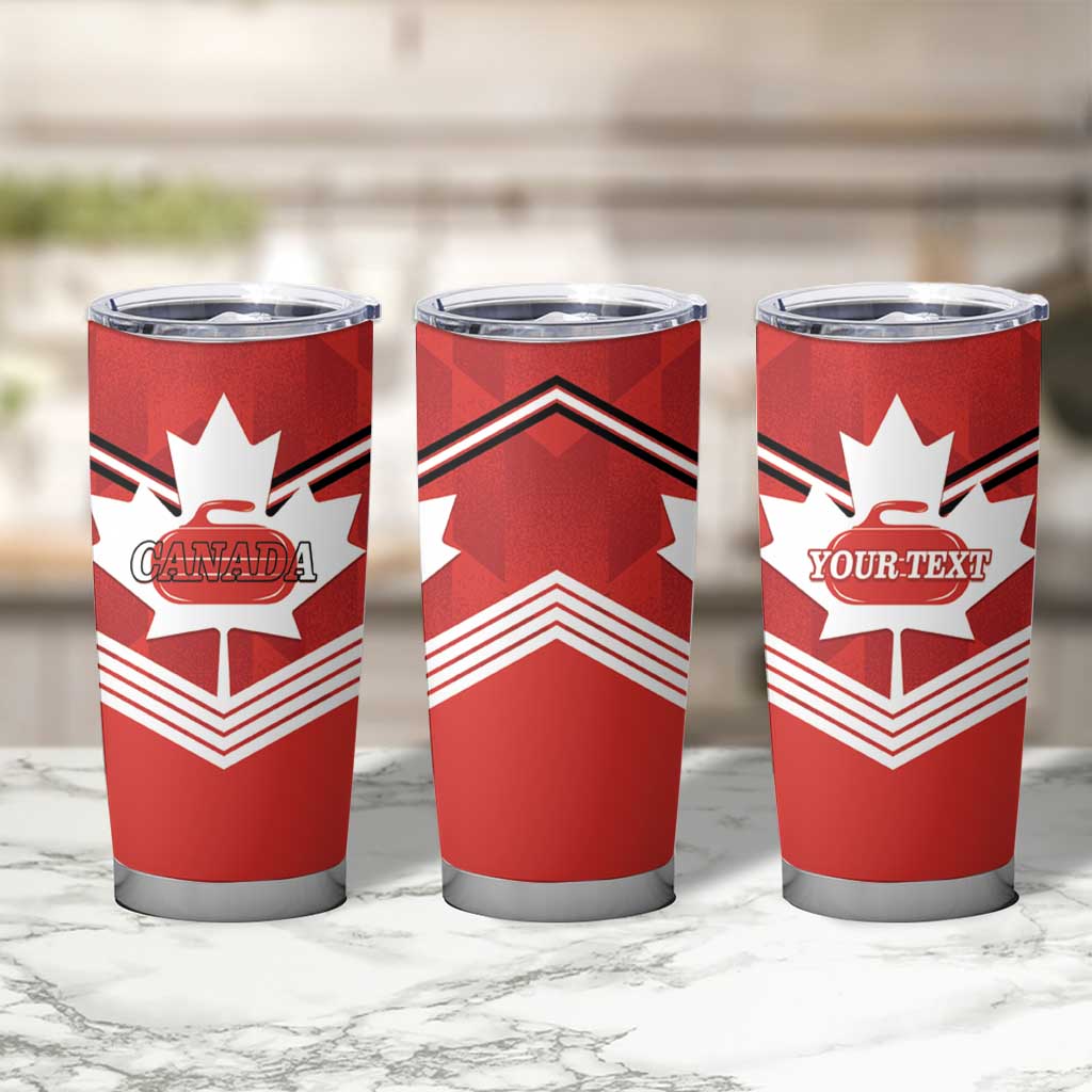 Personalized Canada Curling Tumbler Cup Maple Leaf Red Version - Wonder Print Shop