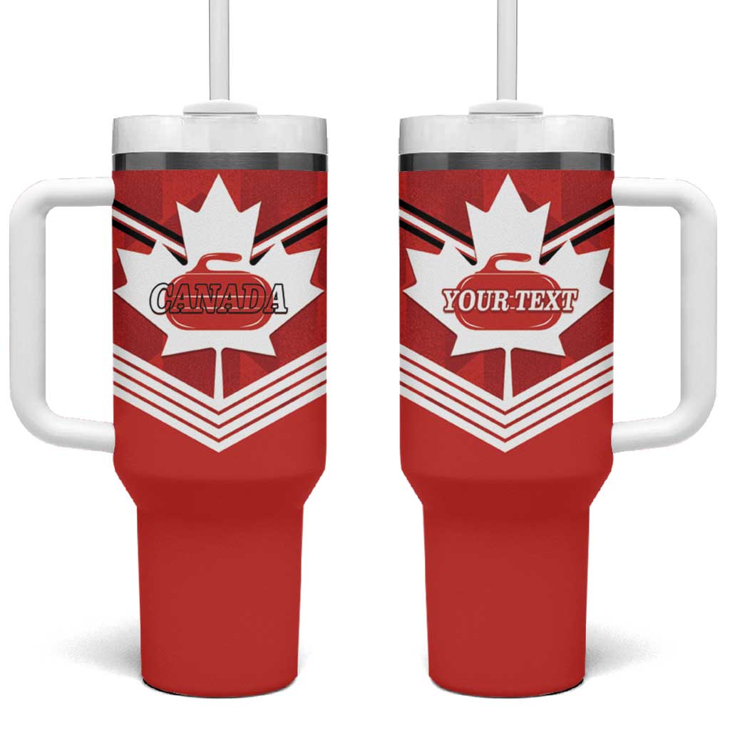 Personalized Canada Curling Tumbler With Handle Maple Leaf Red Version - Wonder Print Shop