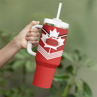 Personalized Canada Curling Tumbler With Handle Maple Leaf Red Version - Wonder Print Shop