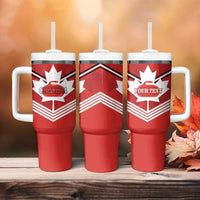 Personalized Canada Curling Tumbler With Handle Maple Leaf Red Version - Wonder Print Shop