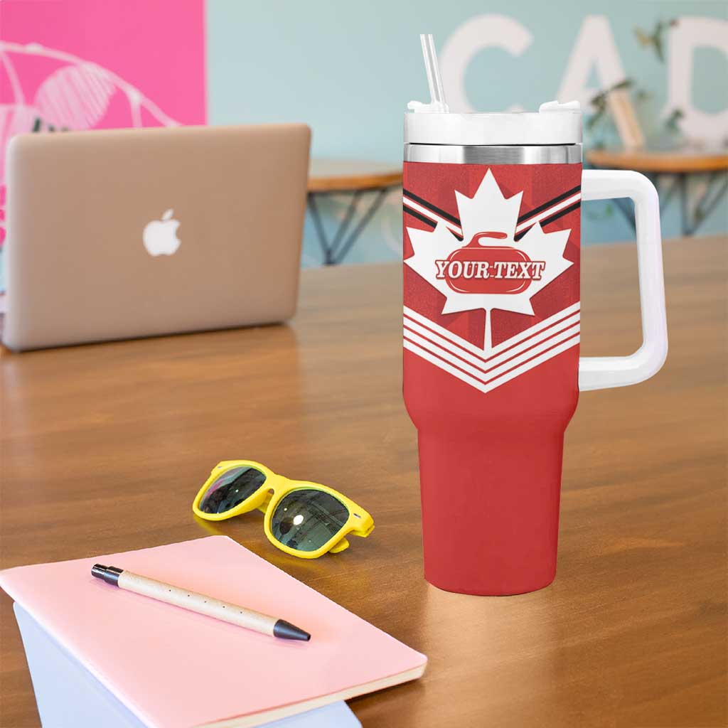 Personalized Canada Curling Tumbler With Handle Maple Leaf Red Version - Wonder Print Shop
