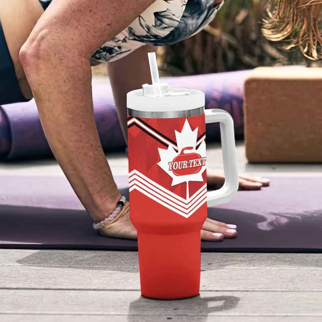 Personalized Canada Curling Tumbler With Handle Maple Leaf Red Version - Wonder Print Shop