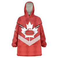 Personalized Canada Curling Wearable Blanket Hoodie Maple Leaf Red Version - Wonder Print Shop