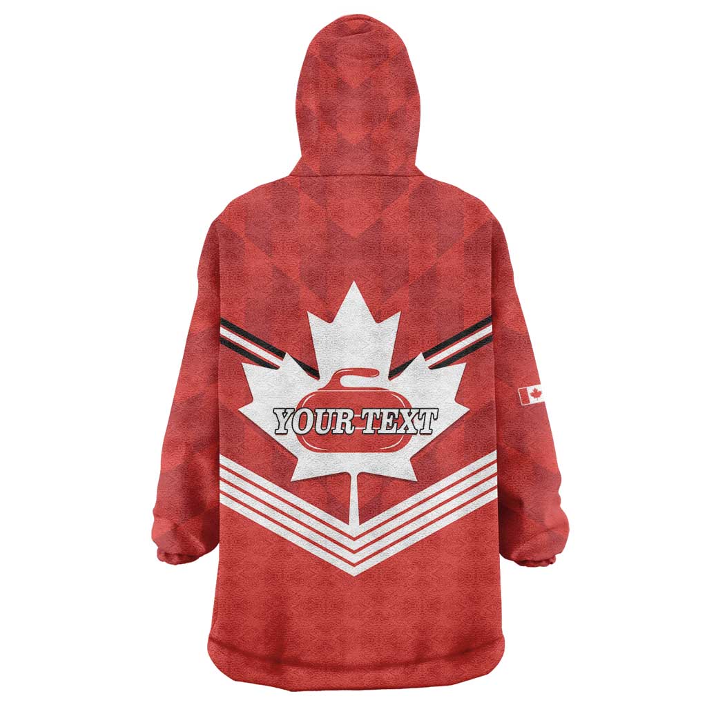 Personalized Canada Curling Wearable Blanket Hoodie Maple Leaf Red Version - Wonder Print Shop