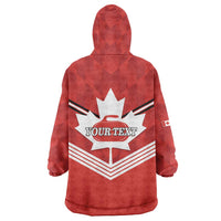 Personalized Canada Curling Wearable Blanket Hoodie Maple Leaf Red Version - Wonder Print Shop