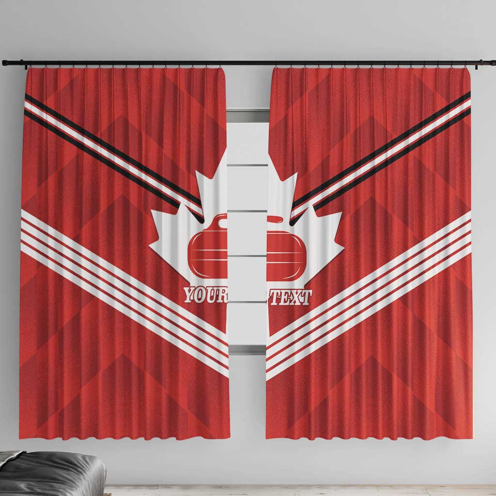 Personalized Canada Curling Window Curtain Maple Leaf Red Version - Wonder Print Shop