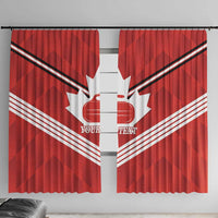Personalized Canada Curling Window Curtain Maple Leaf Red Version - Wonder Print Shop