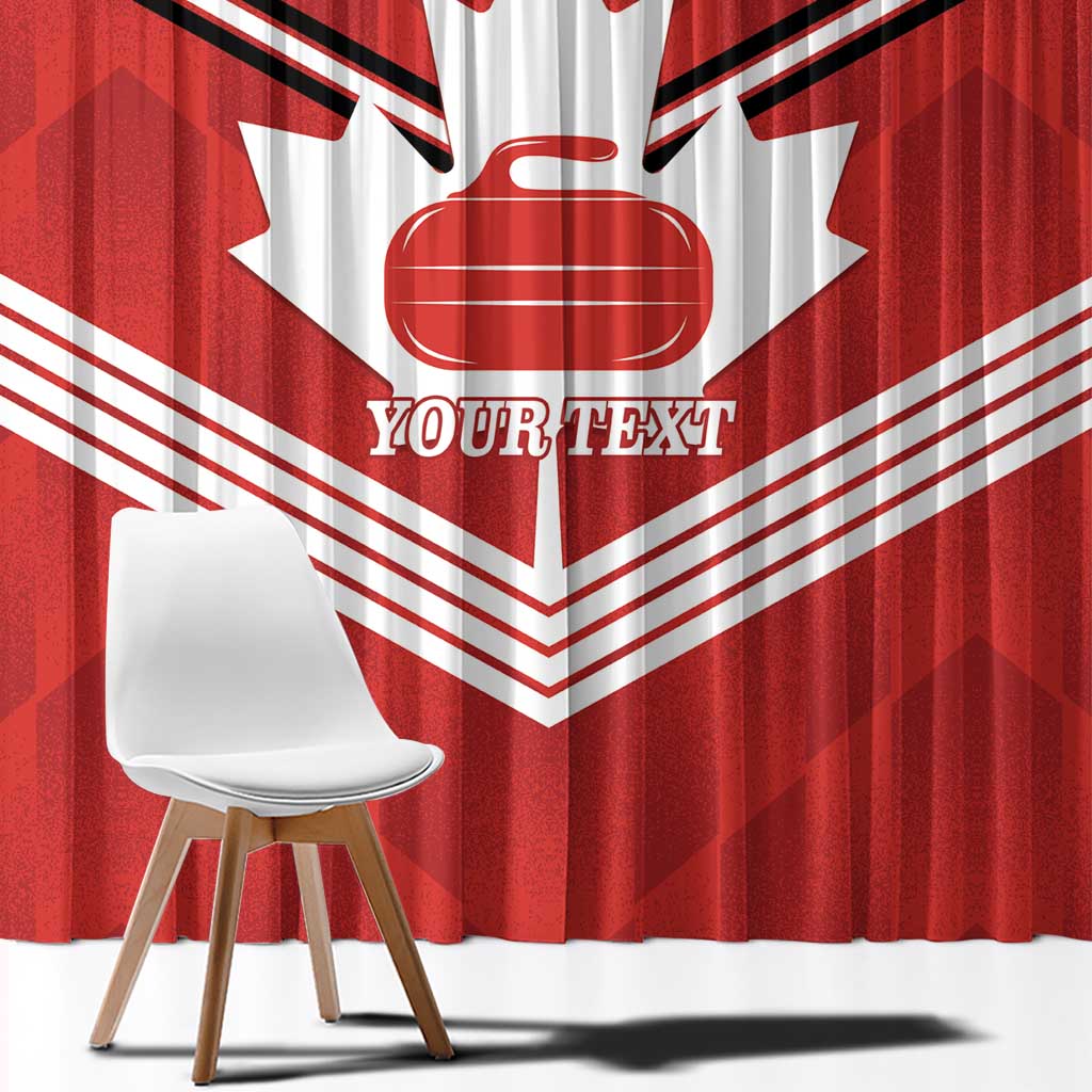 Personalized Canada Curling Window Curtain Maple Leaf Red Version - Wonder Print Shop