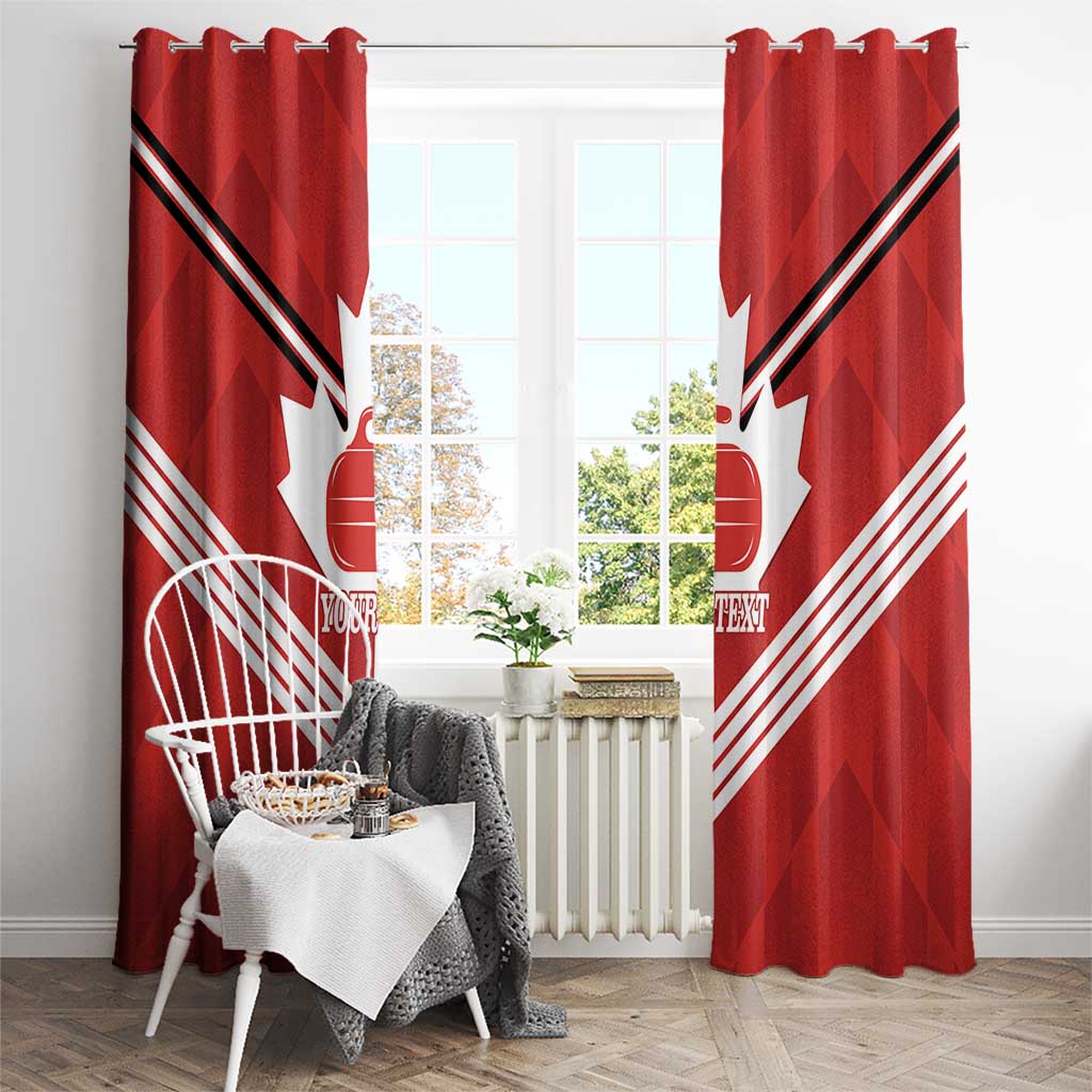 Personalized Canada Curling Window Curtain Maple Leaf Red Version - Wonder Print Shop