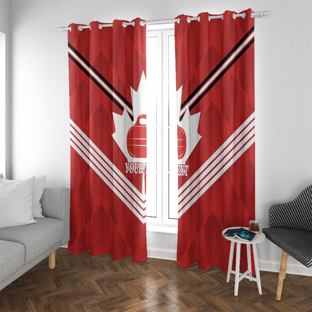 Personalized Canada Curling Window Curtain Maple Leaf Red Version - Wonder Print Shop