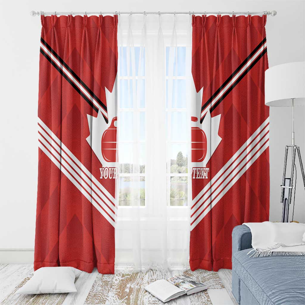 Personalized Canada Curling Window Curtain Maple Leaf Red Version - Wonder Print Shop