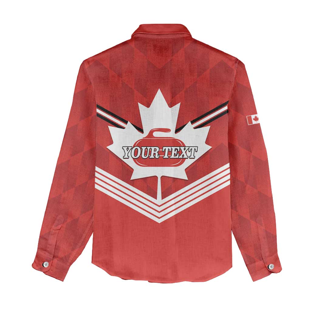 Personalized Canada Curling Women Casual Shirt Maple Leaf Red Version - Wonder Print Shop