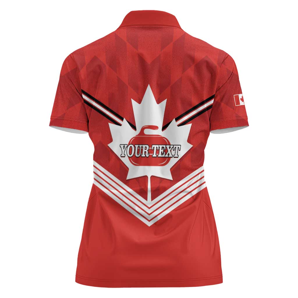 Personalized Canada Curling Women Polo Shirt Maple Leaf Red Version - Wonder Print Shop
