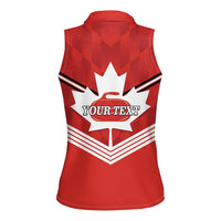 Personalized Canada Curling Women Sleeveless Polo Shirt Maple Leaf Red Version - Wonder Print Shop
