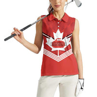 Personalized Canada Curling Women Sleeveless Polo Shirt Maple Leaf Red Version - Wonder Print Shop