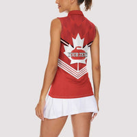 Personalized Canada Curling Women Sleeveless Polo Shirt Maple Leaf Red Version - Wonder Print Shop